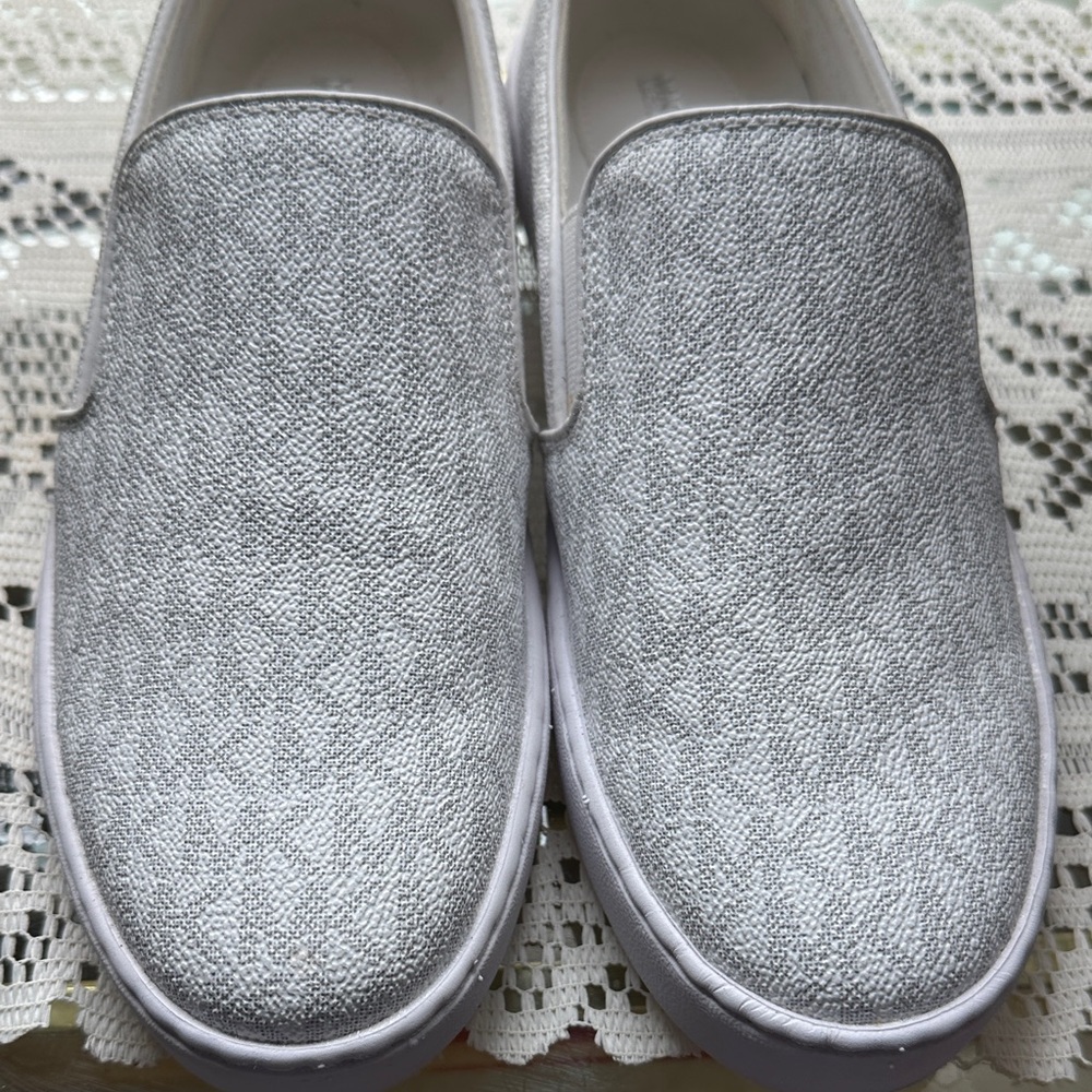 Michael Kors Silver Metallic Logo Slip-On Sneakers - Picture 3 of 5